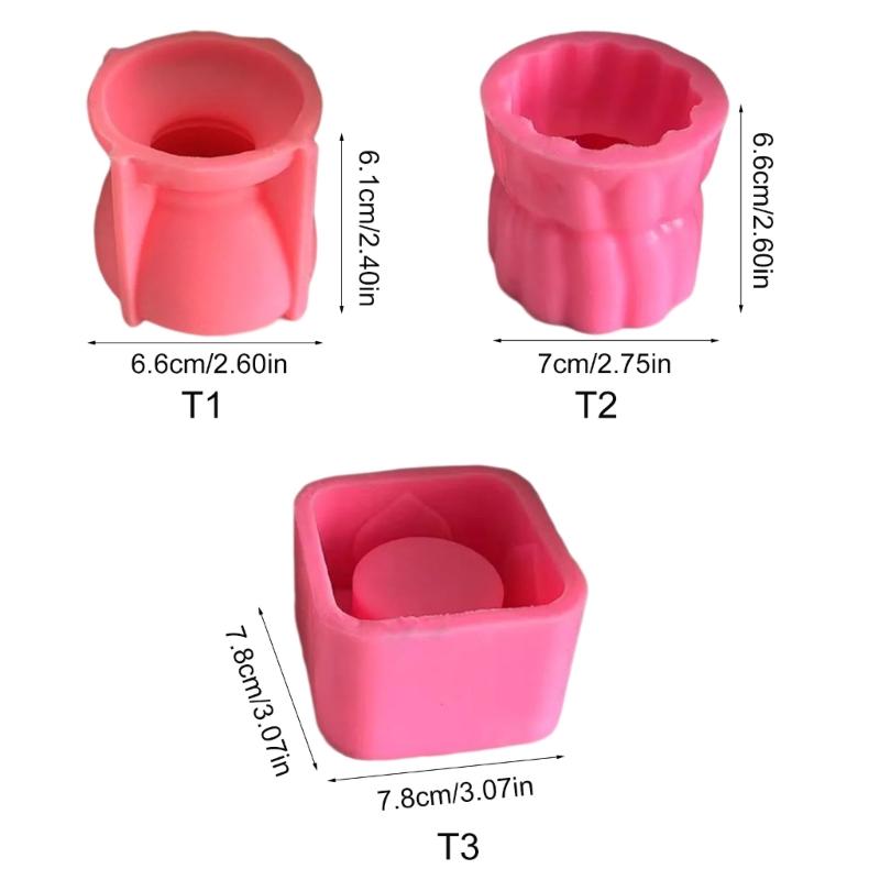 3D Candlestick Silicone Mold Candle Cup Molds Gypsum Candle Holder Mould Stylish Tealight Home Decorations Moulds
