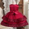 2024 Baby Mädchen Party Kleid Pailletten 1st Geburtstag Taufe Kleinkind Kleid Hochzeit Grün Prinzessin Kleider für Kinder Mädchen Luxus Kleid