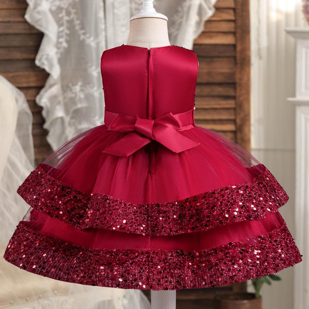 2024 Baby Mädchen Party Kleid Pailletten 1st Geburtstag Taufe Kleinkind Kleid Hochzeit Grün Prinzessin Kleider für Kinder Mädchen Luxus Kleid