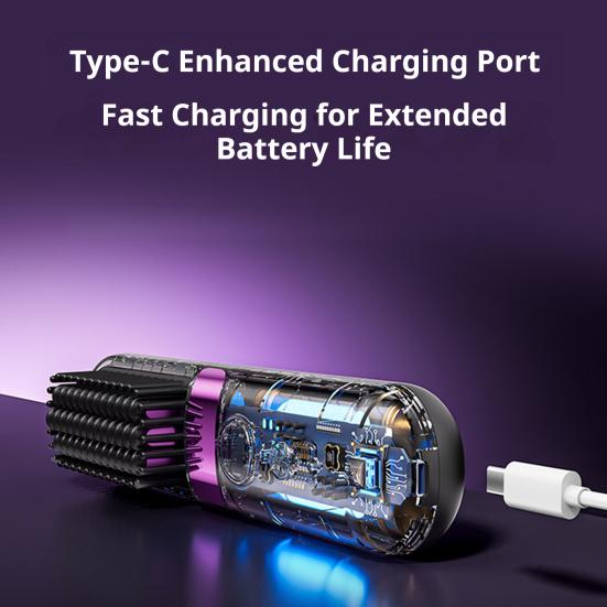 Portable Hair Straightener Brush 4 Temperature Adjustable LED Display Fast Heating Cordless Electric Hot Brush Curly Hair Styling Detangling Comb