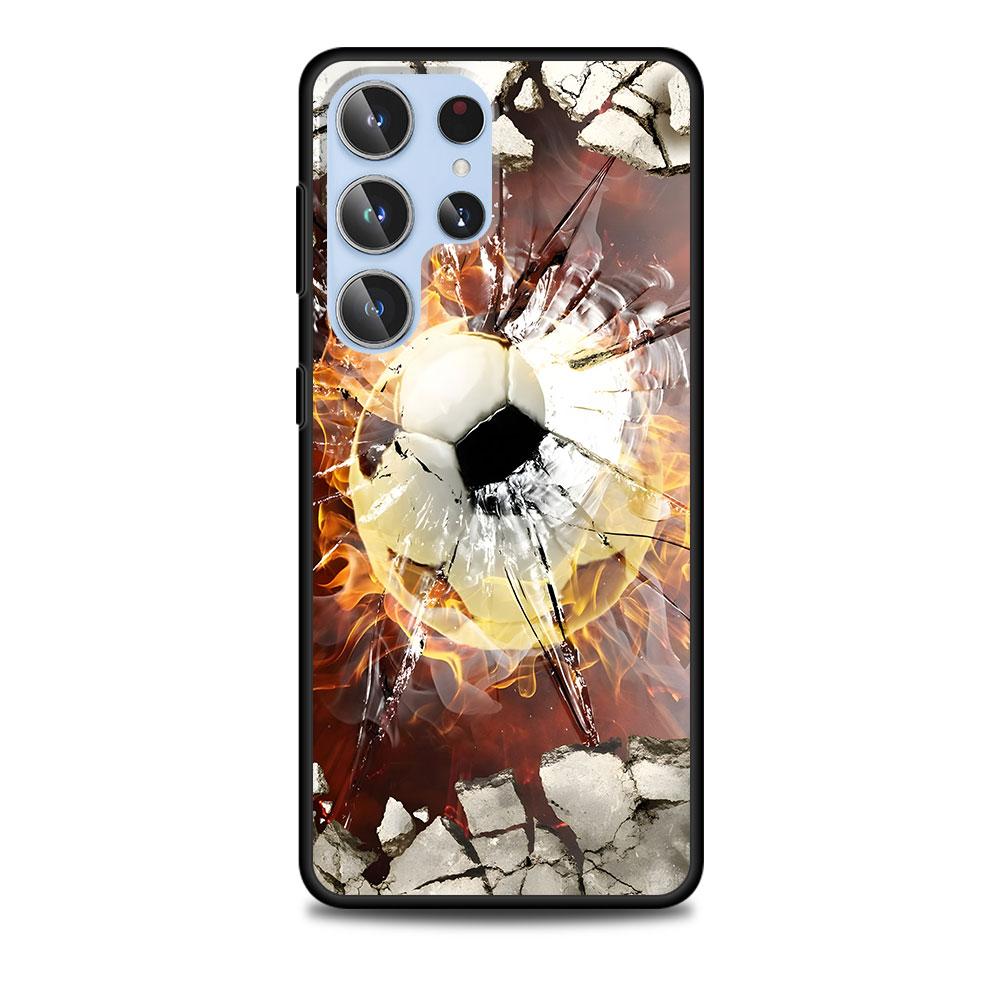 Football Sport Soccer Case for Samsung Galaxy S23 S21 S20 FE S24 S22 Ultra S10 S10e S9 Plus Soft Black TPU Phone Cover Bumper