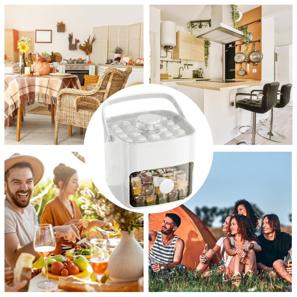 Ice Tray Mold Chilling Cube Maker Bin With Lid Portable Large Capacity Ice Maker Tool for Gathering Picnic Camping Kitchen Party