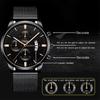 Men's Fashion Business Calendar Watches Men Luxury Blue Stainless Steel Mesh Belt Analog Quartz Watch Relogio Masculino
