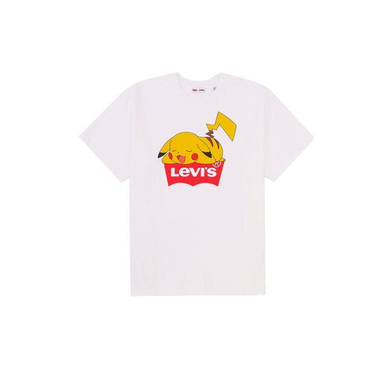 Levi s Unisex Pokémon Pikachu Print Crew Neck Short Sleeve T-Shirt White 59194-0002 L