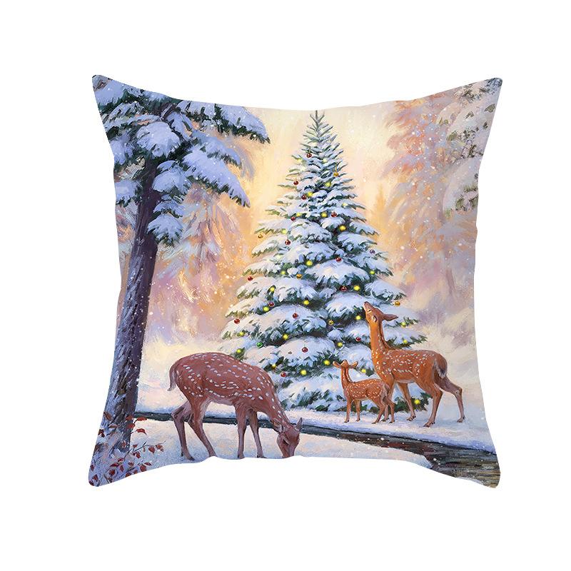 Peach Skin Christmas Pillow Home Living Room Decoration Festive Sofa Cushion Cover Festive Santa Claus Pillow