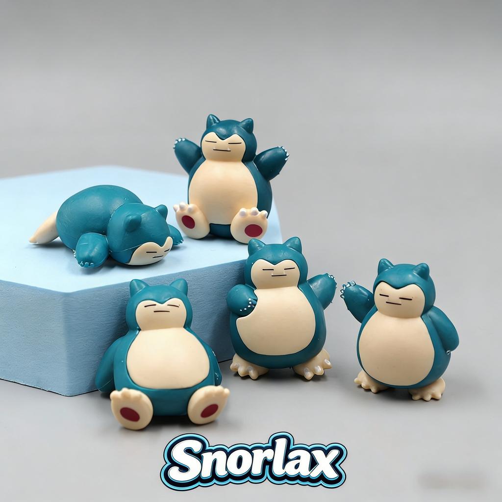 5 Pcs/Set Snorlax Cute Monster Figurine Pvc Mini Figurine For Baking Cake Decoration Micro Landscape Diy Craft Desktop Ornament