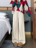 Damen Strickhose mit weitem Bein und Spitzenbund - Hochtailliert, schlankmachend und lässig für Herbst/Winter 2025.