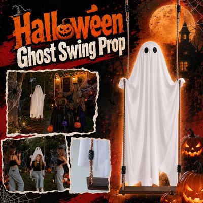 Halloween Swing Ghost Hanging Decoration Glowing Ghost Outdoor Yard Prop Ghost Swing Suitable for Sitting Halloween Yard Decor