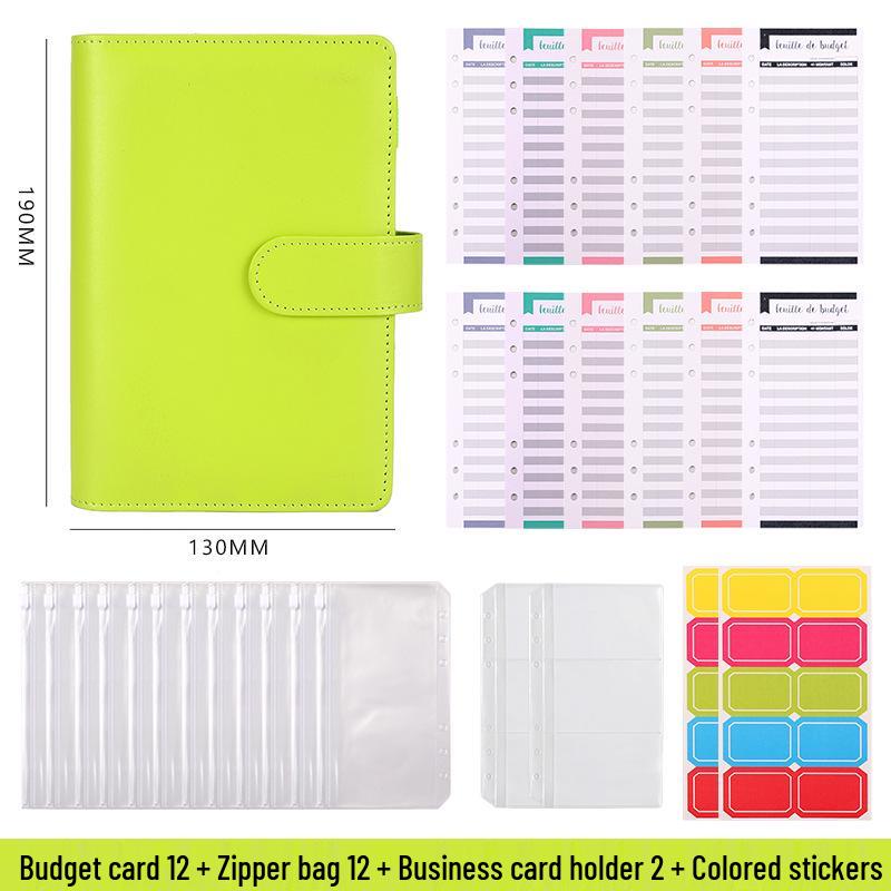 A6 Macaron Leather PU Loose-leaf Binder Notebook for Family Finance Budget Planning