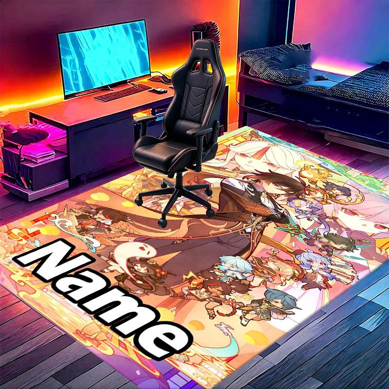 Custom Name Personalized Genshin Impact Print Carpet, Versatile Home Decor Rug, for Playroom, Apartment, Balcony, Entryway, Hallway Gift