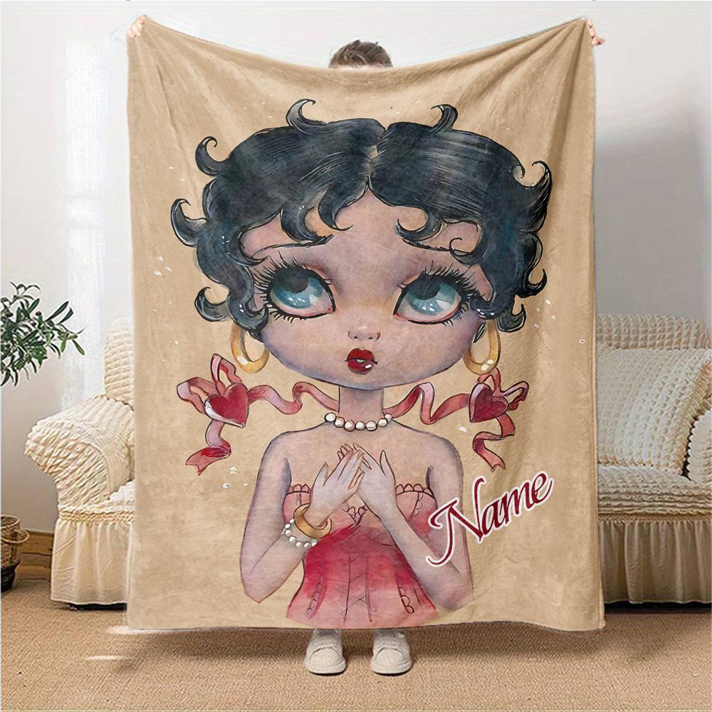 Custom Name Betty Boop Dance Party Party Blanket For Couch Bed Plush Cozy Fuzzy Blanket Super Soft Warm Blankets For Fall And Winter 09166