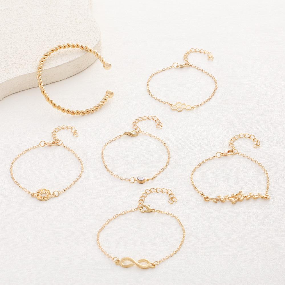 Promotional Combination Bracelet, Fashion Leaf Infinity Symbol Point Diamond Bracelet Bracelet 6-Piece Set