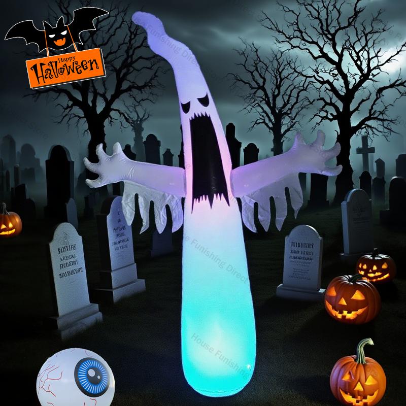Large Halloween Inflatable Ghost Decoration Featuring LED Lights Perfect For Indoor Outdoor Yard Garden Lawn Horror Party Decor