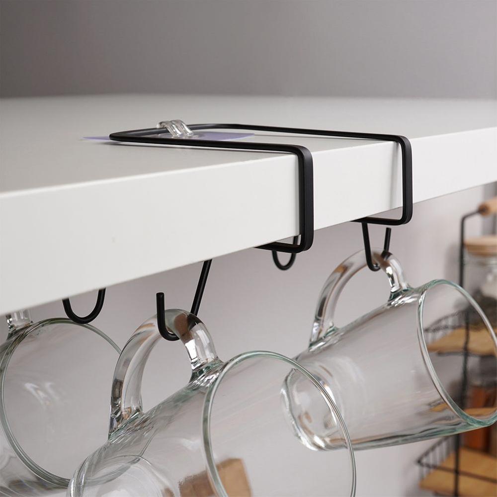 Under-Cabinet Hanger for Cups and Mugs, Suspended Holder Without Drilling