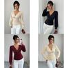 Elegant Long Sleeve T Shirt With Pearl Embellishments For Office Wear