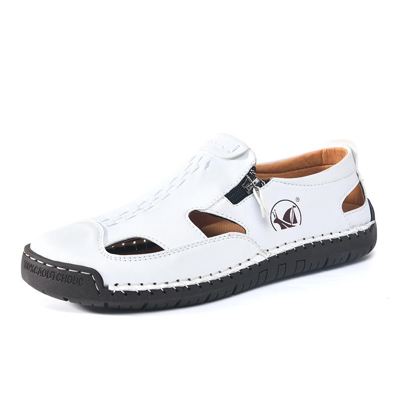 Men s Summer 2025 Breathable Closed-Toe Sandals - Casual, Plus Size, Lightweight, Hollowed Beach Shoes 39