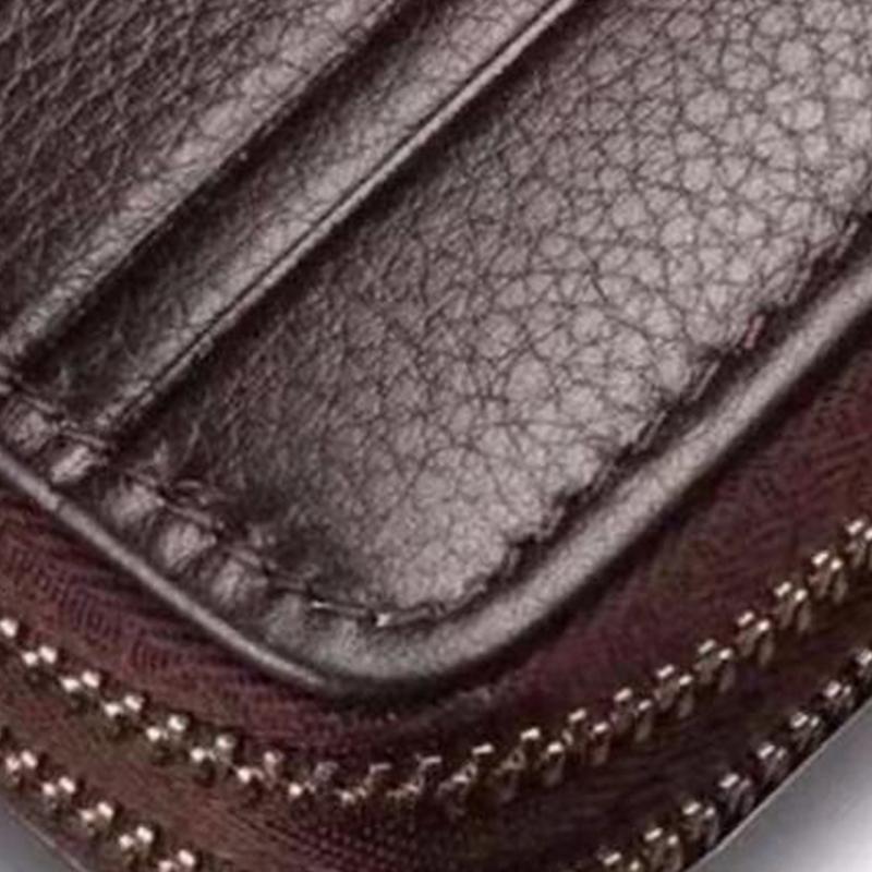 Double Zipper Men's Wallet Long Money Clip Leather Handbag Large Capacity Business Mobile Phone Card Holder Men's Gift Father Son Husband