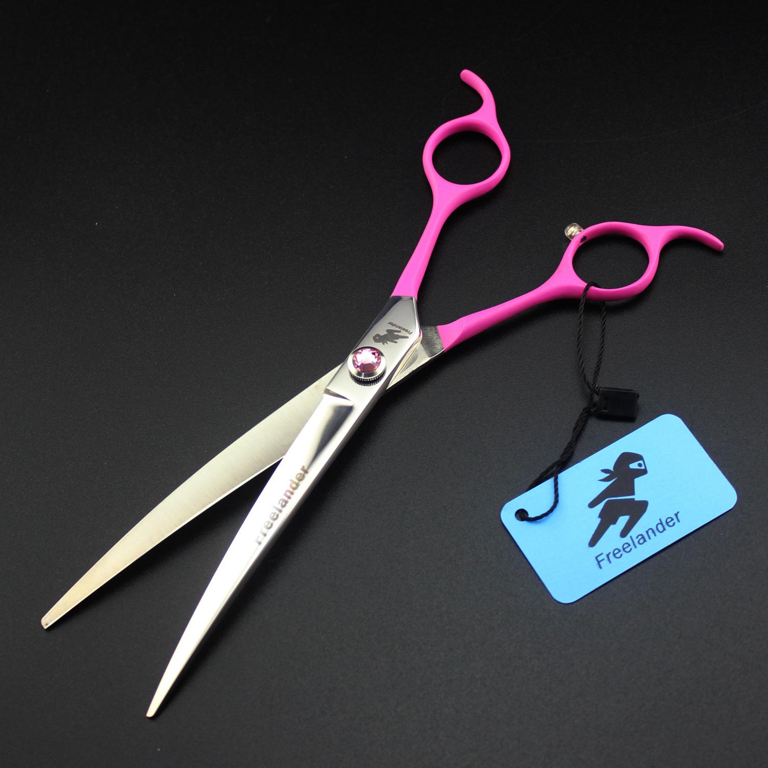 7.5 inch, high-end, pink handle, pet grooming scissors, curved scissors, pet trimming scissors for beauticians 7.5inch pink handle curved