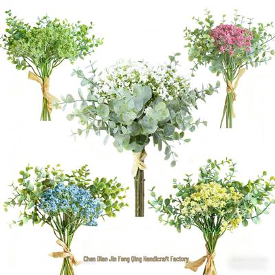 Eucalyptus & Gypsophila Artificial Flowers Bunch for Home, Wedding, and Landscaping Décor