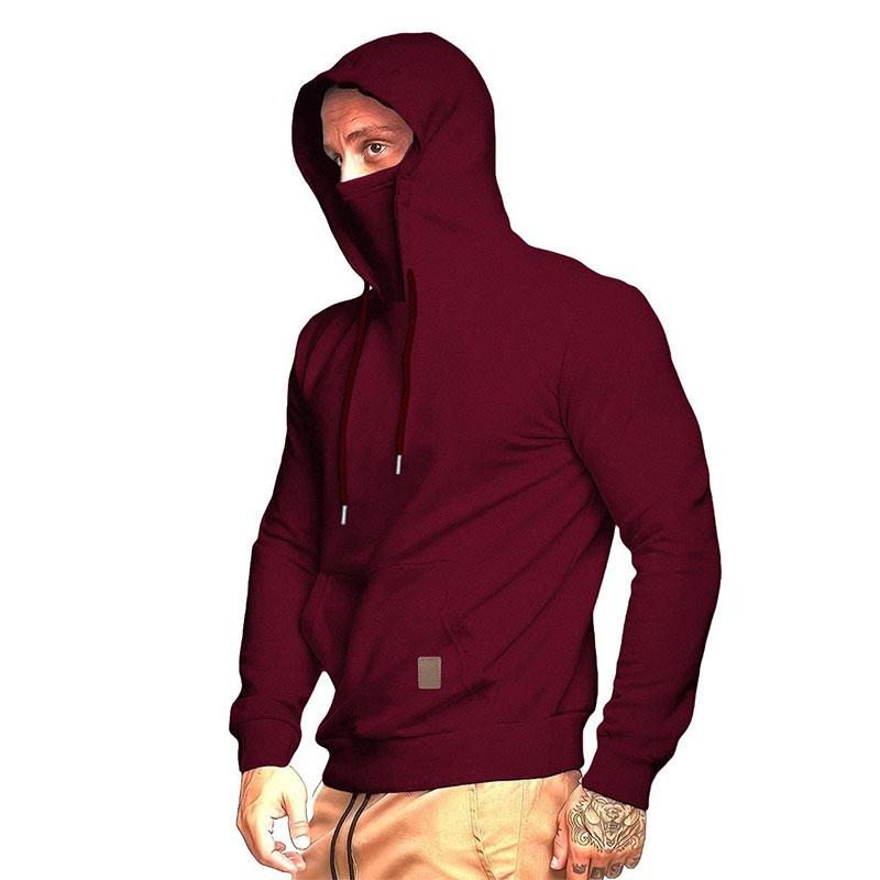 Sportswear Men's Hooded Long Sleeve Fleece Sweater Men's Face Mask Sweatshirts
