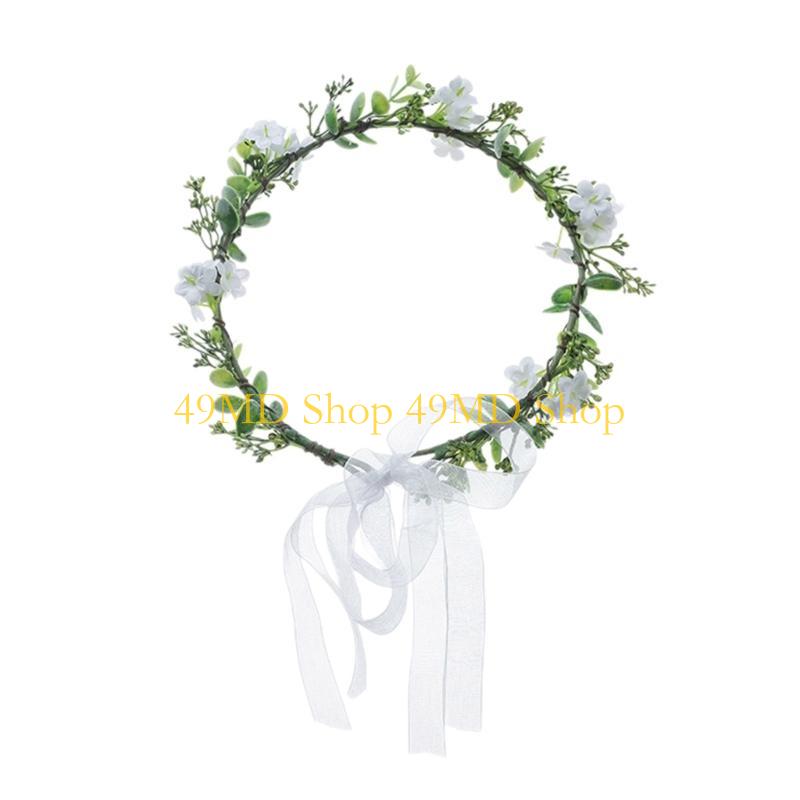 49MD Wedding Headbands Women Bride Flower Crown Wedding Floral Garlands Crown белый
