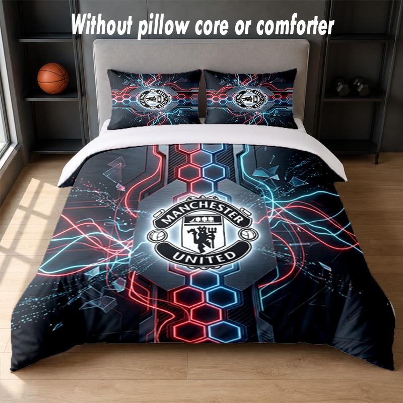 Designové povlečení Manchester United 1 povlak na peřinu + 2 povlaky na polštář Měkké prodyšné domácí povlečení