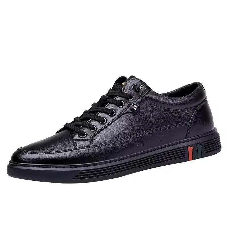 

High Quality Leather Casual Shoes for Men Flats Sneakers Luxury Brand Men Tennis Shoes Office Footwear Trend Platform Men‘s Sho 38 чёрный