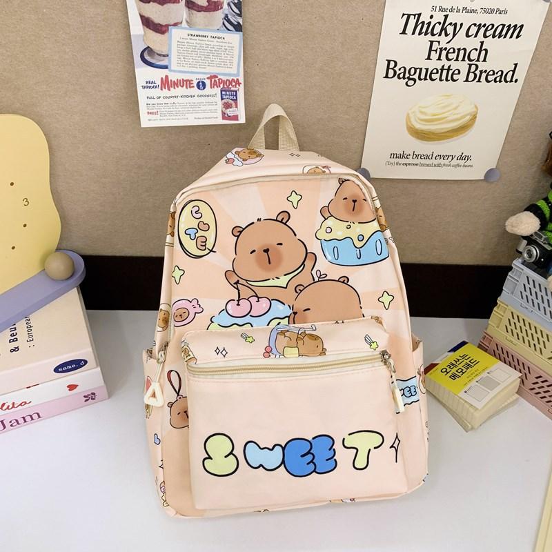 Kindergarten School Bag Cute Kapibara Print Boys And Girls Backpack Children'S Backpack