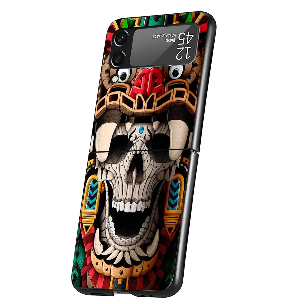 Mayan Stone Totem Pole Phone Case For Samsung Galaxy Z Flip 7 6 5 4 3 5G Cover ZFlip7 ZFlip6 ZFlip4 ZFlip5 ZFlip3 Coque Fundas G