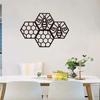4Pcs Hexagonal Honeycomb Decorated Wooden Crafts For Home Walls Courtyard Decorations Hollowed Out Pendants