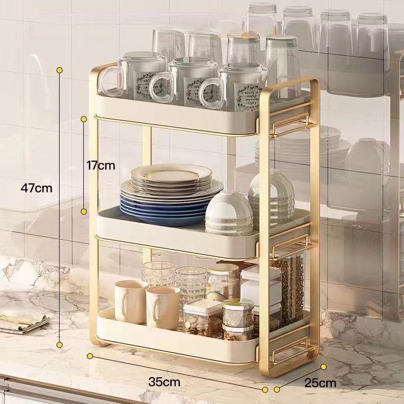 3-Tier Cup Holder Wine Glasses Holder Cup Drying Rack with Drip Tray Multifunctional Standing Rack Tea Coffee Cup Drain Tray