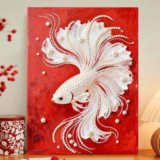 DIY Faux Pearl Painting Kit Castle Sunflower Pattern 3D Imitation Pearl Art Craft Home Wall Decoration Kit