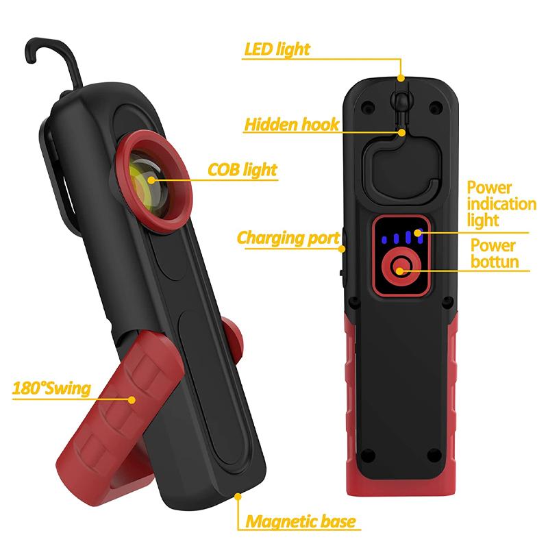 Rechargeable LED Work Light Portable LED Torch Inspection Lamp Camping Light with Magnetic Clip for Auto Repair Working Lights
