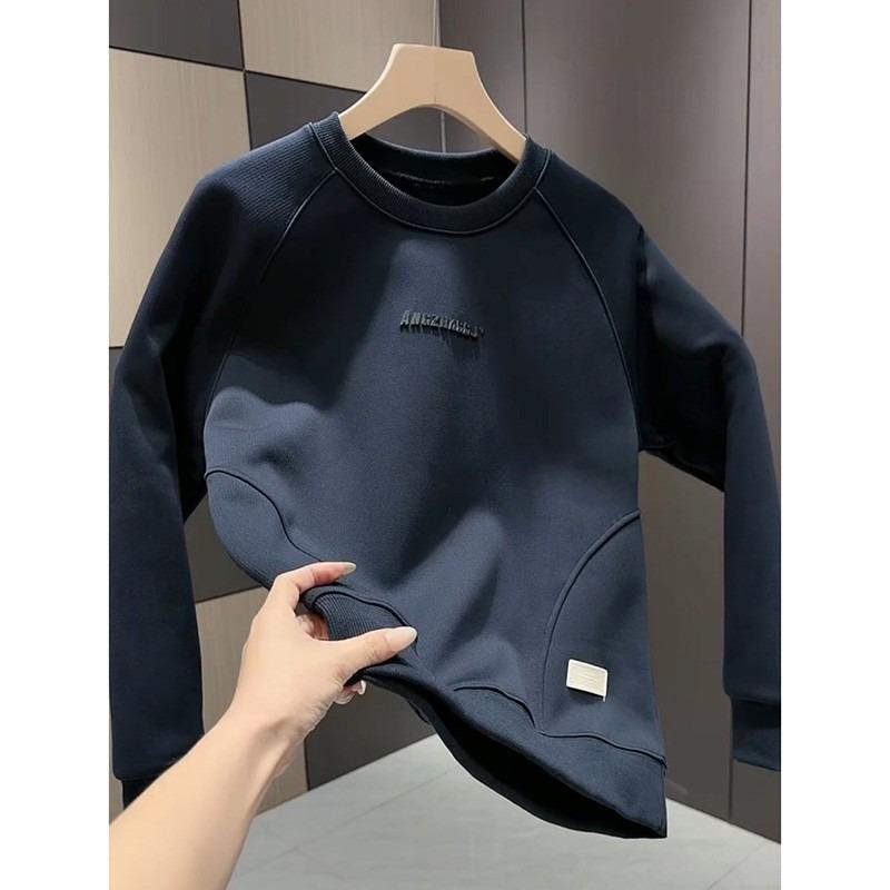 Korean Style Men s Autumn/Winter Trendy Long Sleeve Round Neck Letter Print Hoodie 4XL