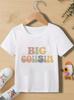 T-shirt Grand Petit Cousin Moyen T-shirt Cousin Rétro T-shirt Mignon pour Garçons Annonce de Grossesse T-shirt Familial Vêtements de Fête pour Enfants
