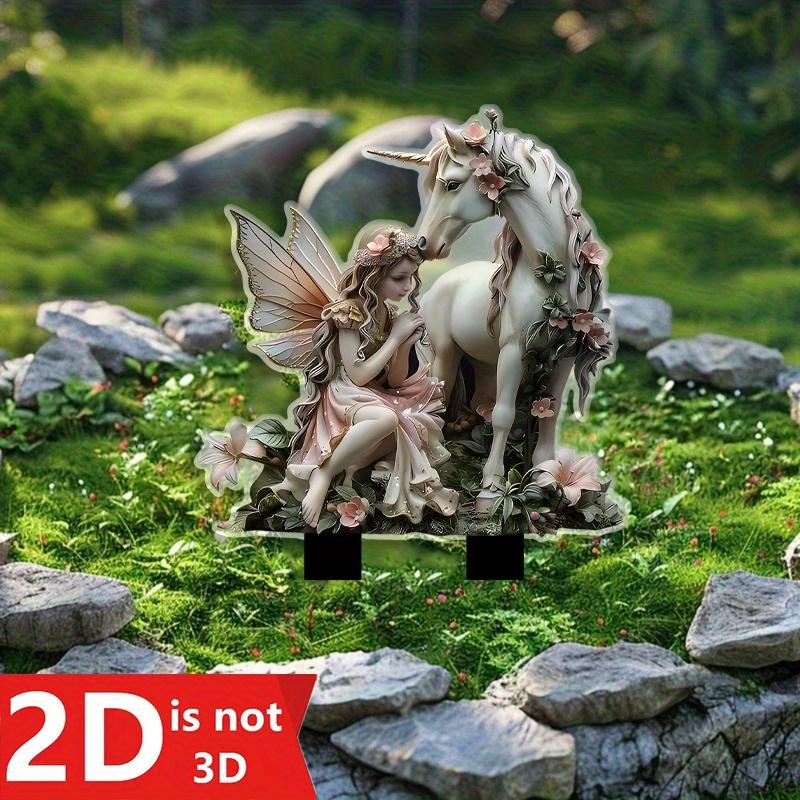 Fairy and Unicorn Garden Stump - Sun Catcher, Outdoor Decoration, Suitable for Potted Plants and Flower Beds, Anniversary Gift