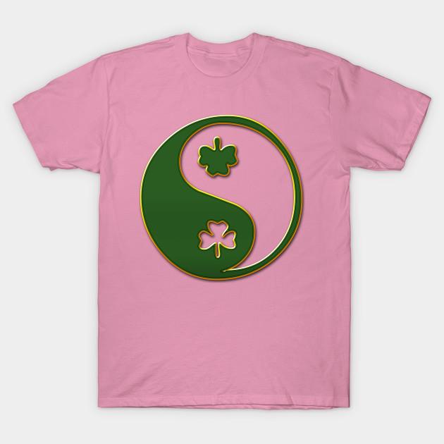 T-Shirt Damen Irisches Kleeblatt Yin Yang Harajuku Print Kawaii T-Shirt Sommer Kurzarm Damen T-Shirt Oberteil