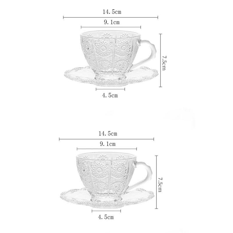 200ml Coffee Cup Latte Coffee Cup Embossed Cup Exquisite Coffee Cup Elegant Heat-resistant Water Cup with Handle Tea Cup 2pcs 2pcs