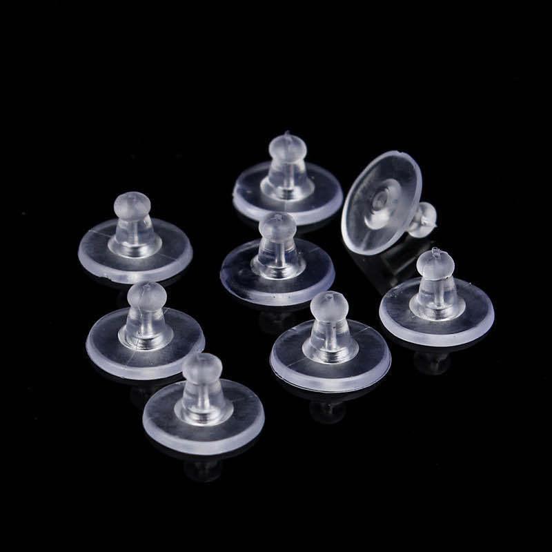Accesorios para pendientes de joyería hechos a mano: Tapones para los oídos de silicona ecológicos y pendientes de plástico transparente antideslizantes y anticaídas.