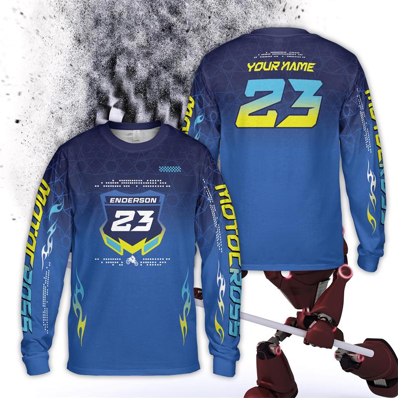 Personalized Rider Name Number Motocross Long Sleeve Shirt Custom Color Dirt Bike 3D Printed T Shirt Off-Road Racing Team Tees