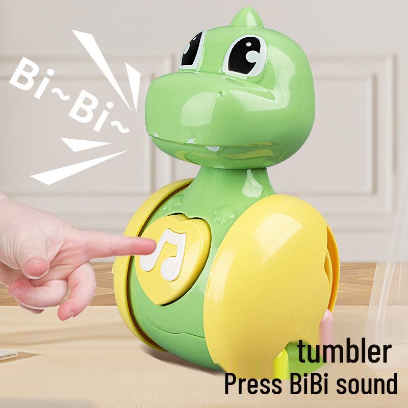 Toddler Toys 9-12 Months: Cartoon Dinosaur & Fawn Sliding Roly-Poly Soothing Toy