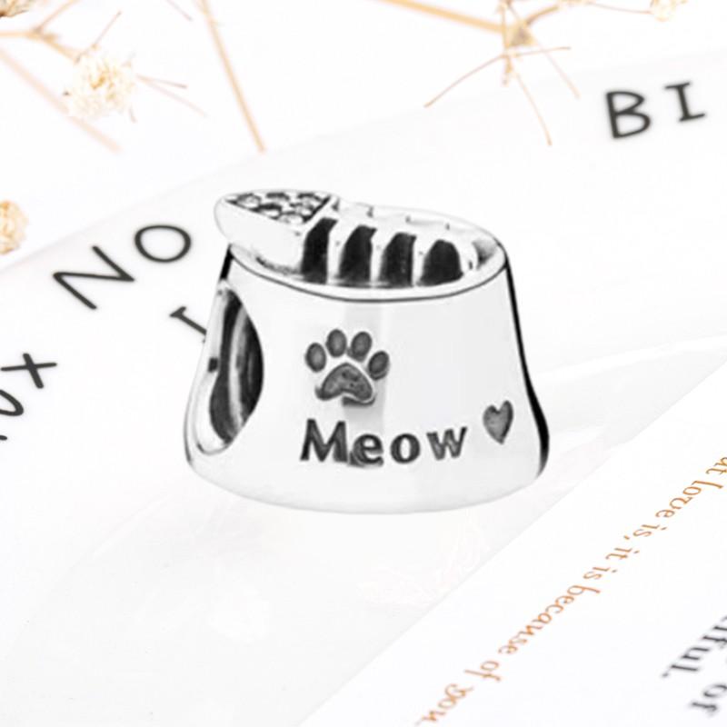 DIY Sparkling Paw Print Charm Beads for Pet Cat Dog Bracelets Jewelry Gifts Accessories