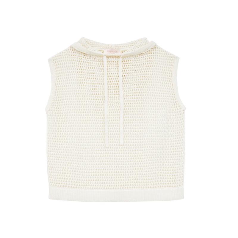 Veromoda Women's Hooded Sleeveless Hollow Knit Top