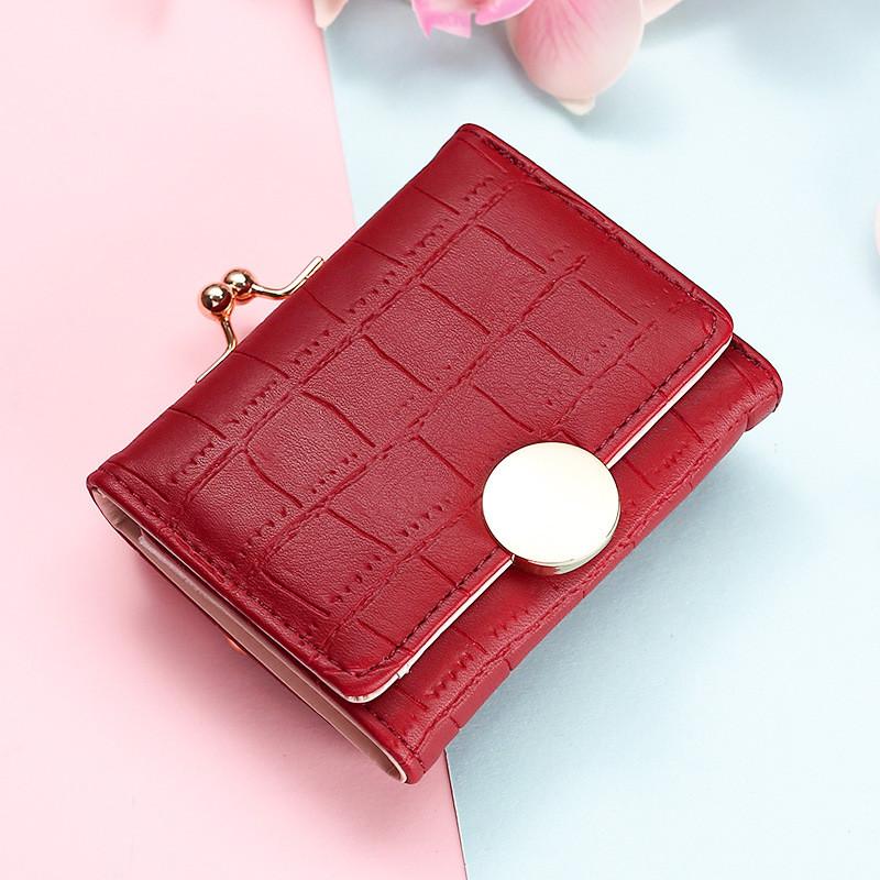 Ielgy Wallet Short Foldable Coin Purse Wallet Multi-card Buckle Ladies Wallet