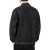 Men's Black Embroidered Loose Denim Jacket - Casual Autumn Plus Size Workwear