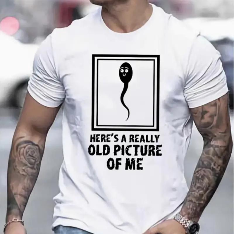 New Summer Men's Fashion T-shirt Personality Tadpole Letters Printed Men's T-shirt Top