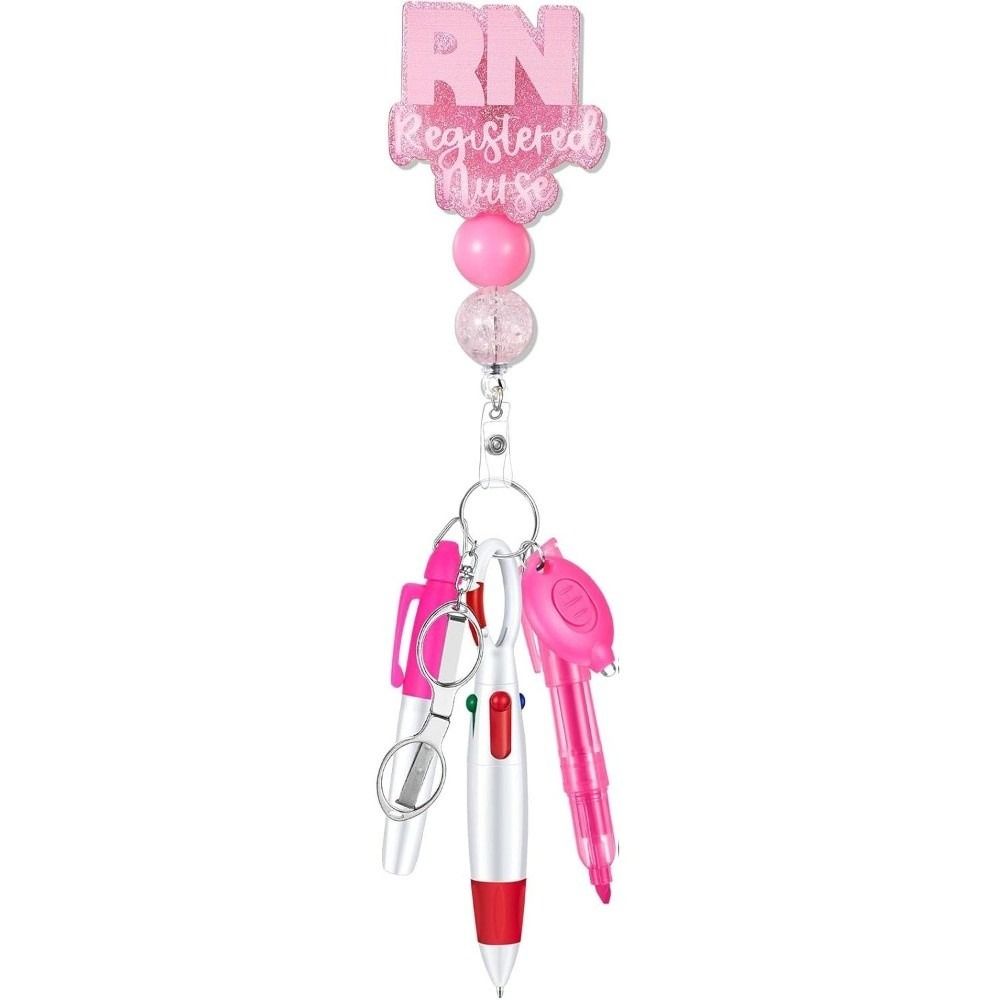 New Retractable Nurse Pen Pack Lanyard Keychain Durable Nurse Badge Set Portable ID Badge Reels Nurse Badge Clip Gift
