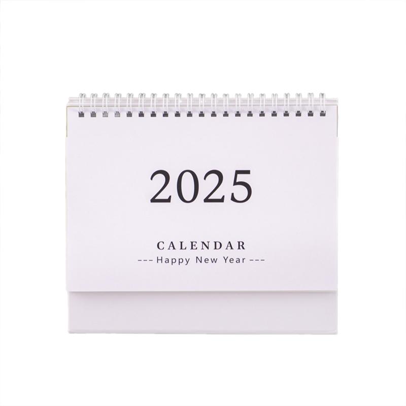 Small Desk Calendar 2024-2025, Standing Flip Desktop Calendar From 2024 To 2025 - Metal Ring Twin-Wire Binding Desktop Calendar