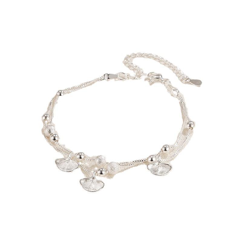 

ANENJERY Sweet Entry Lux, двухслойный браслет с листьями для женщин, универсальный темпераментный браслет, повседневные украшения, подарок на фестиваль серебряный