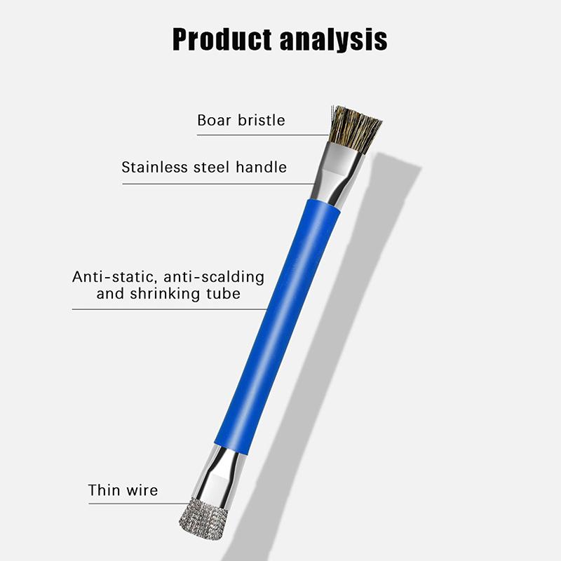 1Pc Stainless Steel Double Head Mobile Phone Repair Cleaning Brush Anti-Static ESD Safe Hard Brush For Motherboard Repair Clean